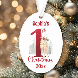 Niedlicher Hirschwald Nummer eins erste Weihnachte Ornament