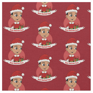 Niedlicher hispanischer Weihnachtsjunge Cartoon Stoff