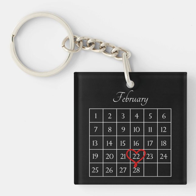 Niedlicher Hochzeitstag Personalisierter Kalender Schlüsselanhänger (Vorderseite)