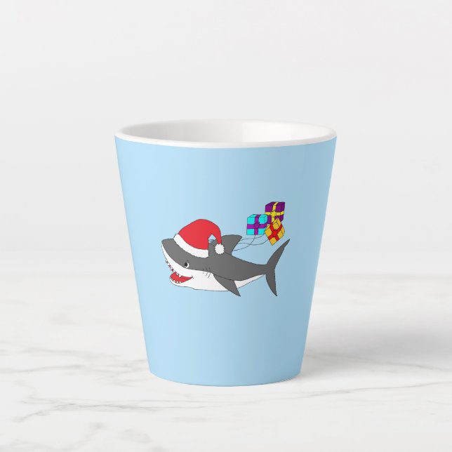 Niedlicher Holiday Shark Milchtasse (Vorderseite)