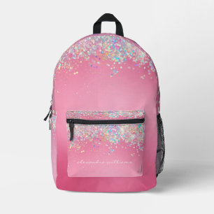 Niedlicher Holografischer Glitzer Pink Girly Bedruckter Rucksack