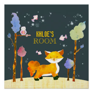 Niedlicher Holzfuchs individuell anpassbare Kinder Poster