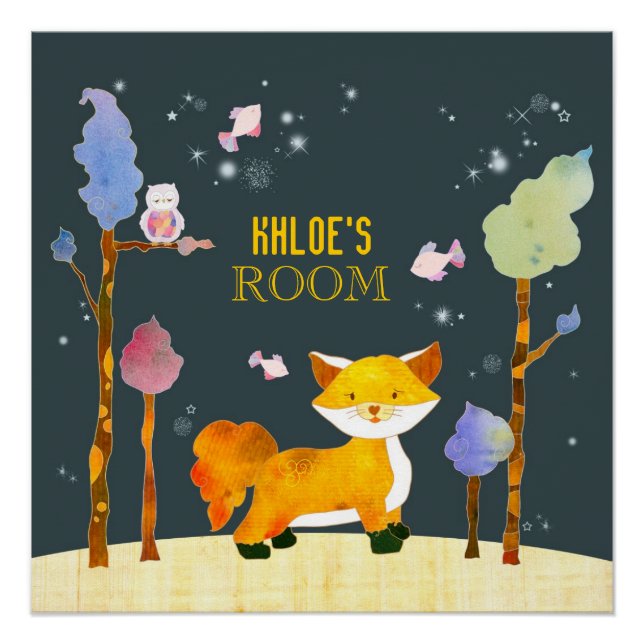 Niedlicher Holzfuchs individuell anpassbare Kinder Poster (Vorderseite)