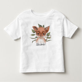 Niedlicher Holzfuchs mit Kindername Kleinkind T-shirt