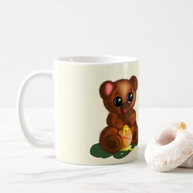 Niedlicher Honigbär Kaffeetasse (Mit Donut)