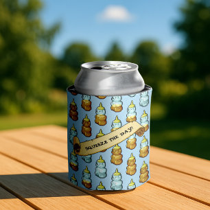 Niedlicher Honigbär presse den Tag! 80er Retro Art Dosenkühler