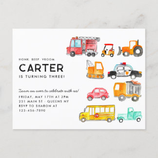 Niedlicher Honk Beep Vroom Transportation Kinderge Postkarte