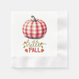 Niedlicher Hopfenfall karierter Kürbis Serviette