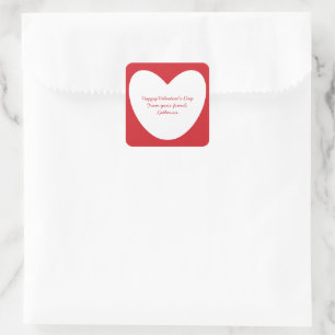 Niedlicher Hörsaal mit weißem Herzen Valentinstag Quadratischer Aufkleber