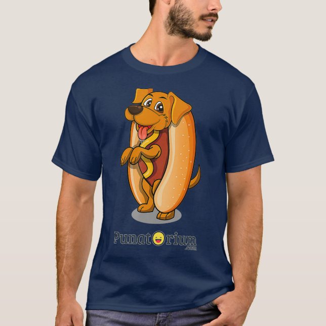 Niedlicher Hot Dog Welpenwitz T-Shirt (Vorderseite)
