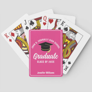 Niedlicher Hot-Pink-Abschluss Custom 2025 Graduate Spielkarten