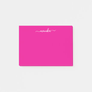 Niedlicher Hot Pink-Individuelle Name Post-it Klebezettel