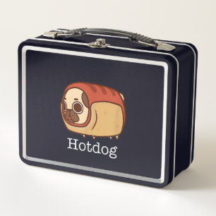 Niedlicher Hotdog   Lieblicher Mops Hund Lover Metall Brotdose