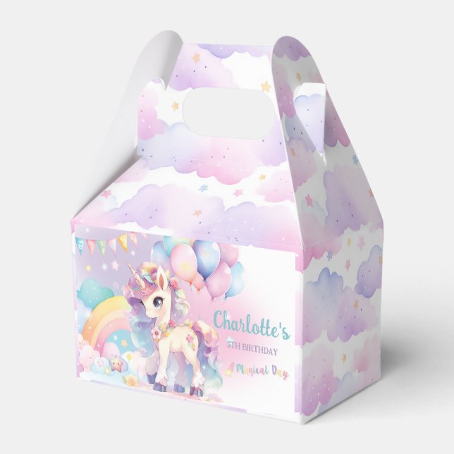 Niedlicher Hübscher Regenbogen Prinzessin Unicorn  Geschenkschachtel (Rückseite)