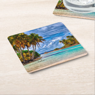 Niedlicher Hübscher Sommer Hawaii Beach Wasserfarb Rechteckiger Pappuntersetzer