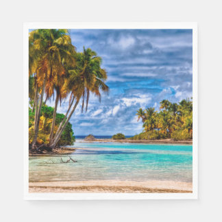 Niedlicher Hübscher Sommer Hawaii Beach Wasserfarb Serviette