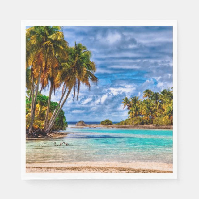 Niedlicher Hübscher Sommer Hawaii Beach Wasserfarb Serviette (Vorderseite)