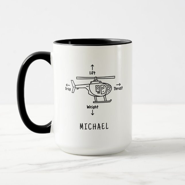Niedlicher Hubschrauber-Illustrationspilot - Ruhes Tasse (Links)