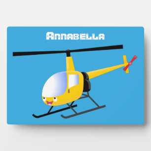Niedlicher Hubschrauber mit gelbem Cartoon Fotoplatte