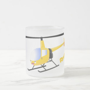 Niedlicher Hubschrauber mit gelbem Cartoon Mattglastasse