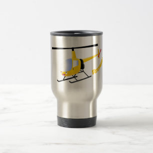 Niedlicher Hubschrauber mit gelbem Cartoon Reisebecher