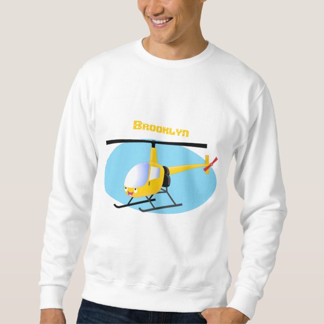 Niedlicher Hubschrauber mit gelbem Cartoon Sweatshirt (Vorderseite)