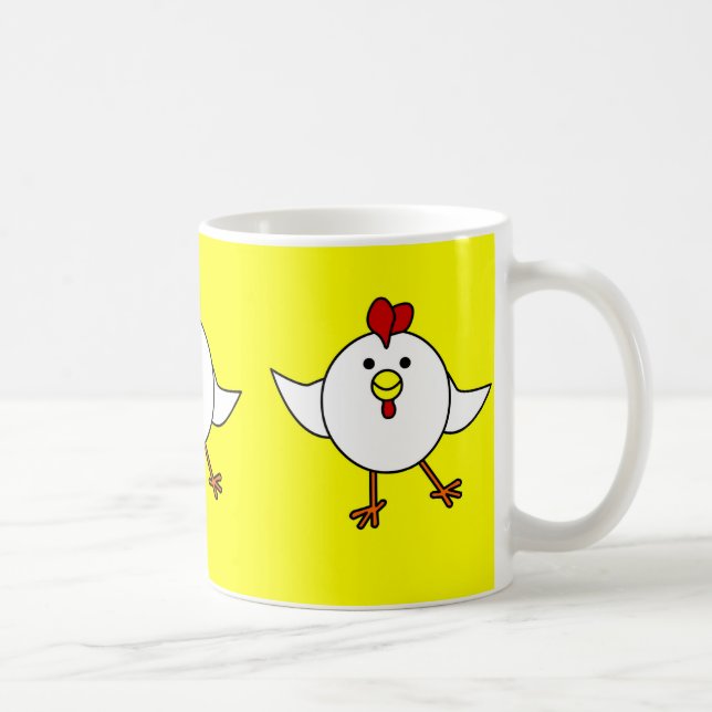Niedlicher Huhn-Tanz - Weiß und Gelb Kaffeetasse (Rechts)