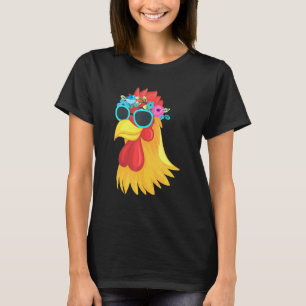 Niedlicher Hühner Bauer Blumenkronen Hippie Farm T-Shirt