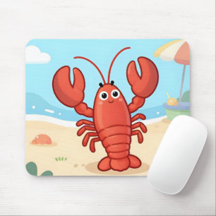 Niedlicher Hummer am Strand Mousepad