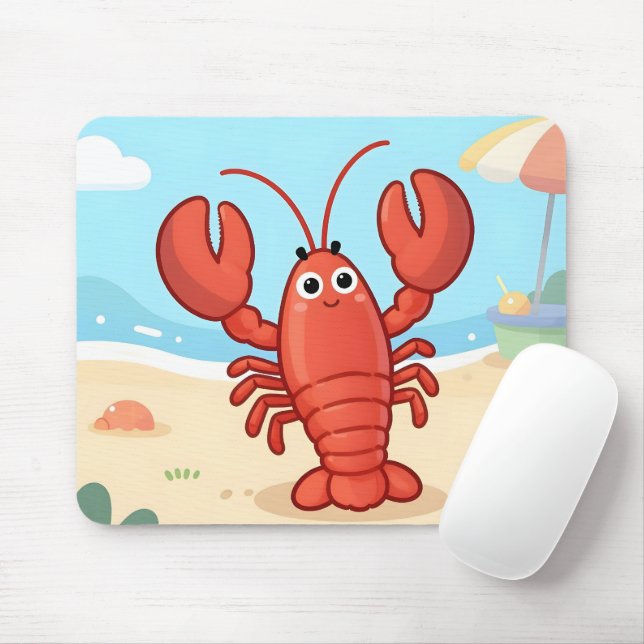 Niedlicher Hummer am Strand Mousepad (Mit Mouse)