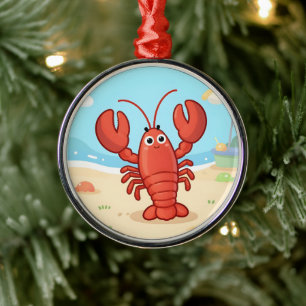 Niedlicher Hummer am Strand Ornament Aus Metall