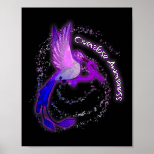 Niedlicher Hummingbird mit Lila Ribbon-Überdosieru Poster