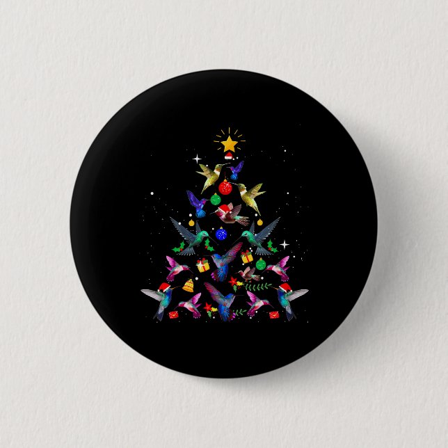 Niedlicher Hummingbird Weihnachtsbaum Weihnachtsge Button (Vorderseite)