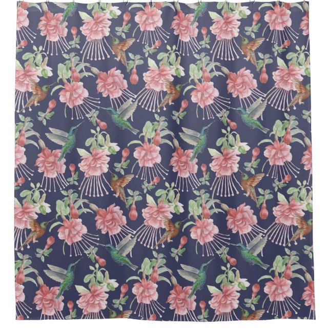 Niedlicher Hummingbirds Duschvorhang (Vorderseite)