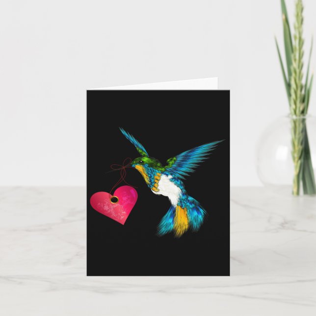 Niedlicher Hummingvogel mit Seeblick Kunst, Dichtu Karte (Vorderseite)