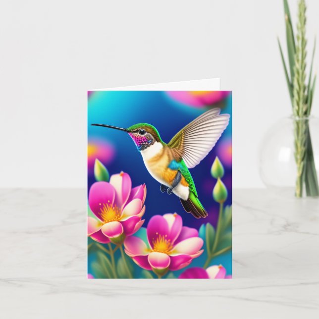 Niedlicher Hummingvogel und Blume Muttertagskarte Karte (Vorderseite)