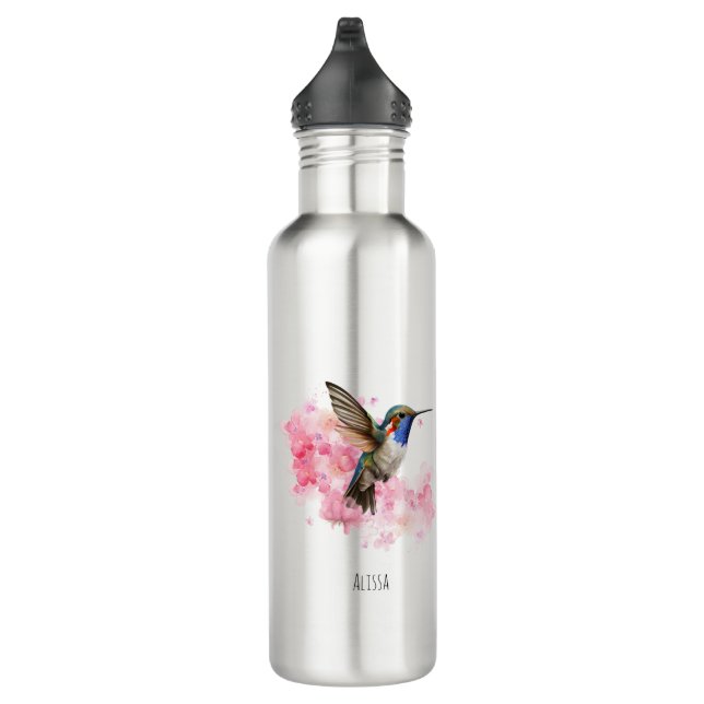 Niedlicher Hummingvogel Wasserfarbe Personalisiert Edelstahlflasche (Rechts)