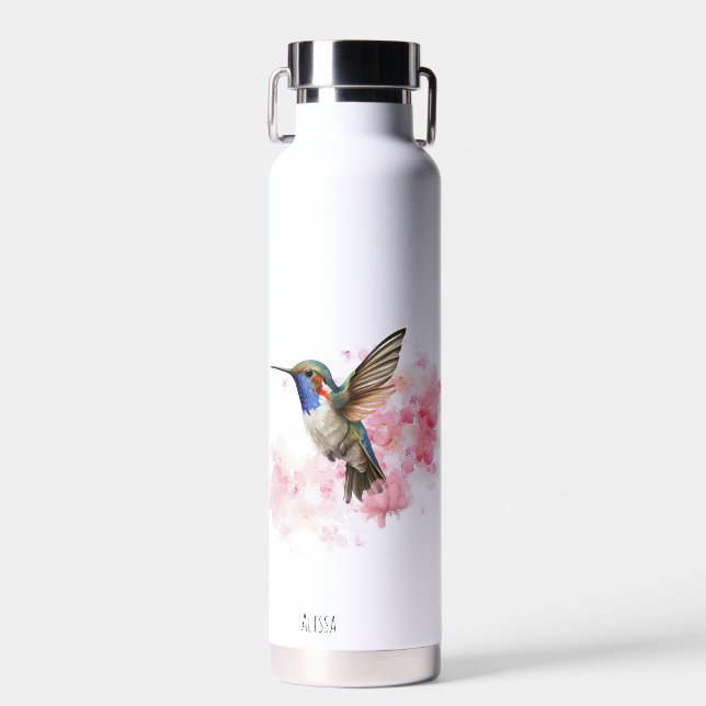 Niedlicher Hummingvogel Wasserfarbe Personalisiert Trinkflasche (Vorne)