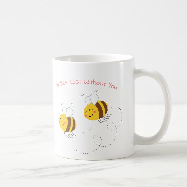 Niedlicher Humoraler Illustrierter Bienencup Kaffeetasse (Rechts)