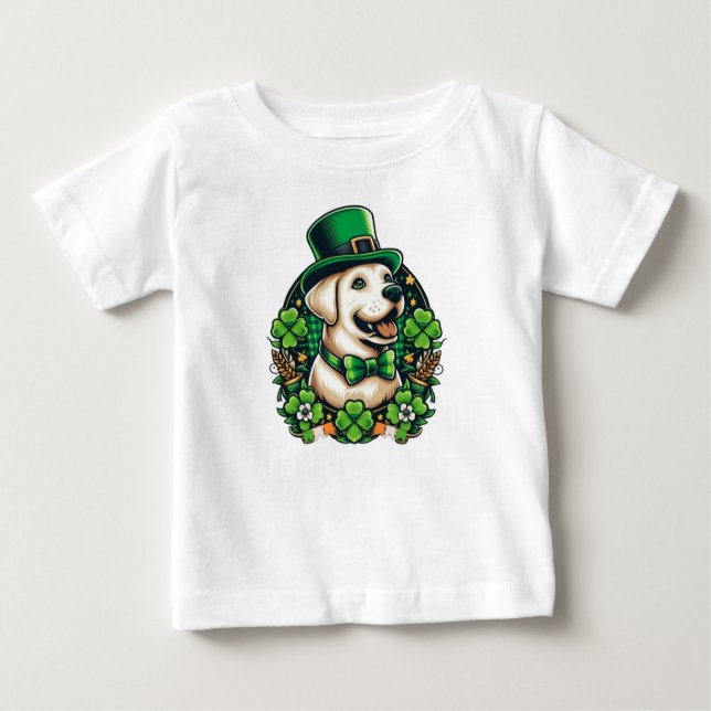 Niedlicher Hund am Sankt Patrick Baby T-shirt (Vorderseite)