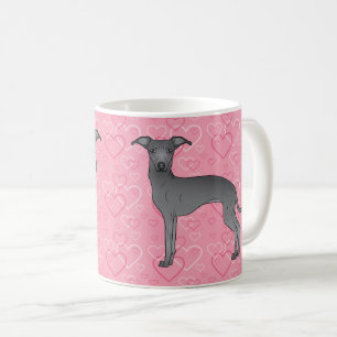 Niedlicher Hund auf rosa Herzen Kaffeetasse