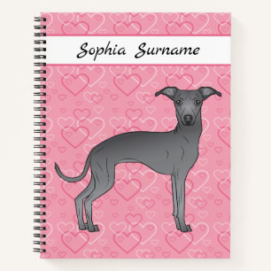 Niedlicher Hund auf rosa Herzen Notizbuch