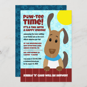 Niedlicher Hund auf Zaun Pet Adoption Pawprints PW Einladung