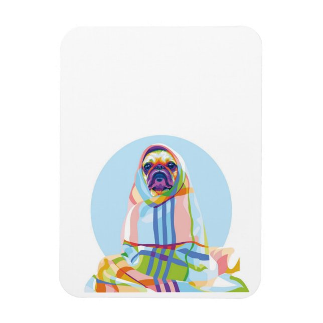Niedlicher Hund aus Mops, blau Magnet (Vertikal)