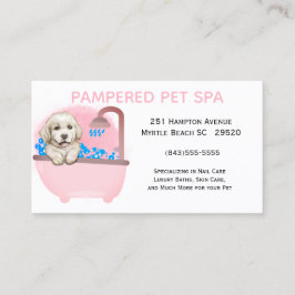 Niedlicher Hund Bath Pink Pet Groomer Visitenkarte
