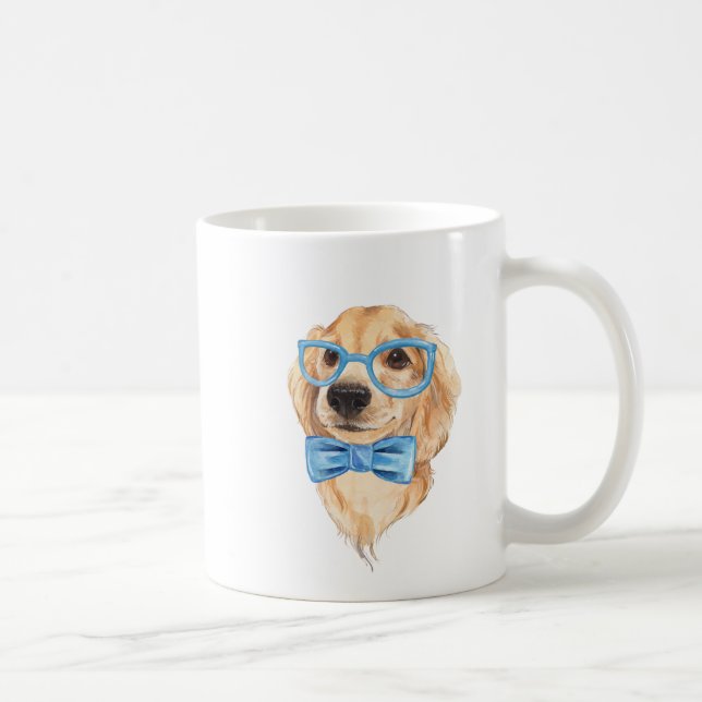 Niedlicher Hund. Blaue Brille und Buggläser Krawat Tasse (Rechts)