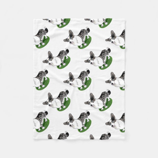 Niedlicher Hund, Blue Merle Corgi Fleecedecke (Vorderseite)