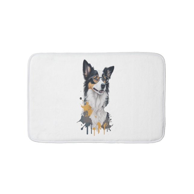 Niedlicher Hund Border Collie Badematte (Vorderseite)