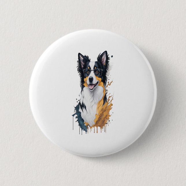 Niedlicher Hund Border Collie Button (Vorderseite)