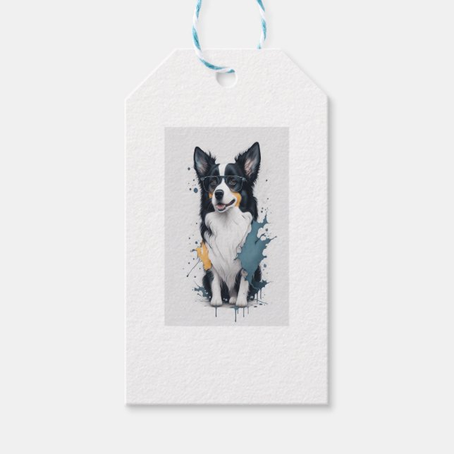 Niedlicher Hund Border Collie Geschenkanhänger (Vorderseite)